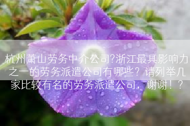 杭州萧山劳务中介公司?浙江最具影响力之一的劳务派遣公司有哪些？请列举几家比较有名的劳务派遣公司，谢谢！?