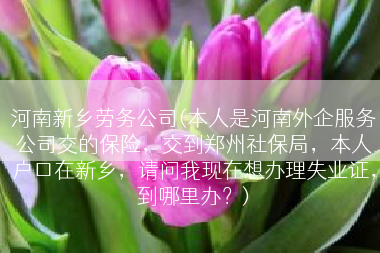 河南新乡劳务公司(本人是河南外企服务公司交的保险，交到郑州社保局，本人户口在新乡，请问我现在想办理失业证，到哪里办？)