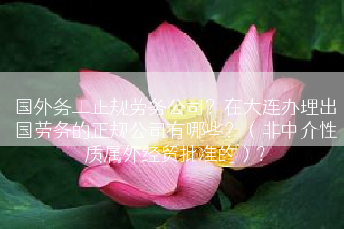 国外务工正规劳务公司？在大连办理出国劳务的正规公司有哪些？（非中介性质属外经贸批准的）？