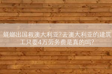 蜣螂出国救澳大利亚?去澳大利亚的建筑工只要4万劳务费是真的吗?