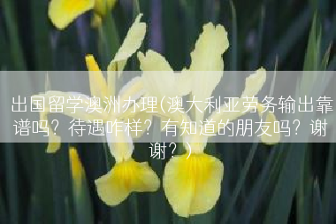 出国留学澳洲办理(澳大利亚劳务输出靠谱吗？待遇咋样？有知道的朋友吗？谢谢？)