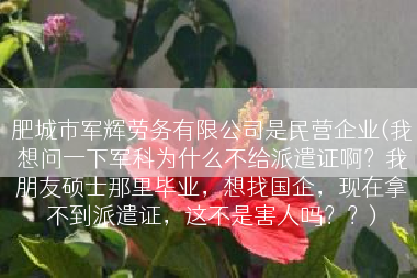 肥城市军辉劳务有限公司是民营企业(我想问一下军科为什么不给派遣证啊？我朋友硕士那里毕业，想找国企，现在拿不到派遣证，这不是害人吗？？)