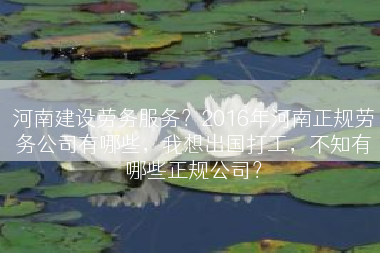 河南建设劳务服务？2016年河南正规劳务公司有哪些，我想出国打工，不知有哪些正规公司？