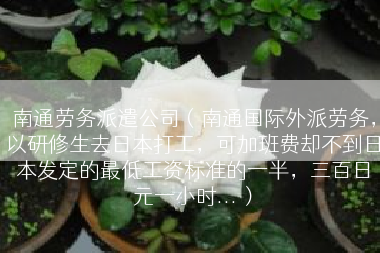 南通劳务派遣公司（南通国际外派劳务，以研修生去日本打工，可加班费却不到日本发定的最低工资标准的一半，三百日元一小时...）