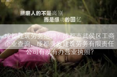成都建筑劳务招聘？成都市武侯区工商企业查询，成都贵发建筑劳务有限责任公司有没有办营业执照？