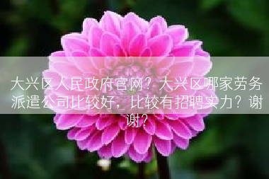 大兴区人民政府官网？大兴区哪家劳务派遣公司比较好，比较有招聘实力？谢谢？