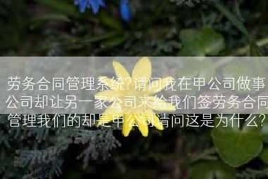 劳务合同管理系统?请问我在甲公司做事公司却让另一家公司来给我们签劳务合同管理我们的却是甲公司请问这是为什么?