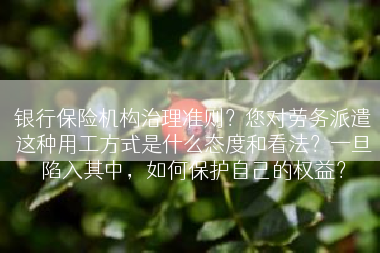 银行保险机构治理准则？您对劳务派遣这种用工方式是什么态度和看法？一旦陷入其中，如何保护自己的权益？