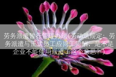 劳务派遣暂行管理办法(劳动法规定：劳务派遣与正式员工应同工同酬，是不是企业不能使用派遣工这个意思？)
