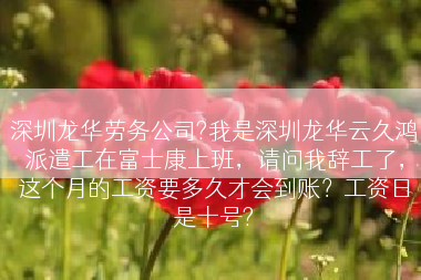 深圳龙华劳务公司?我是深圳龙华云久鸿派遣工在富士康上班，请问我辞工了，这个月的工资要多久才会到账？工资日是十号?