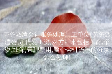 劳务派遣会计账务处理用工单位(劳务派遣公司,代发工资,对方打来包括工资,个税,社保,管理费用,整个会计流程的分录怎么处理)