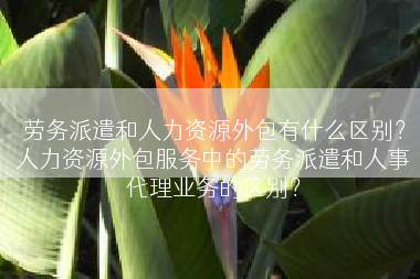 劳务派遣和人力资源外包有什么区别？人力资源外包服务中的劳务派遣和人事代理业务的区别？