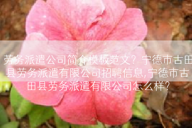 劳务派遣公司简介模板范文？宁德市古田县劳务派遣有限公司招聘信息,宁德市古田县劳务派遣有限公司怎么样？