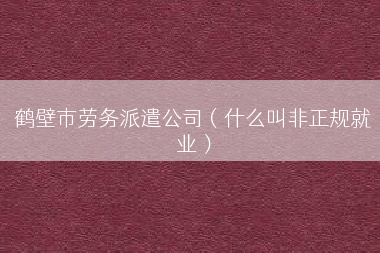 鹤壁市劳务派遣公司（什么叫非正规就业）