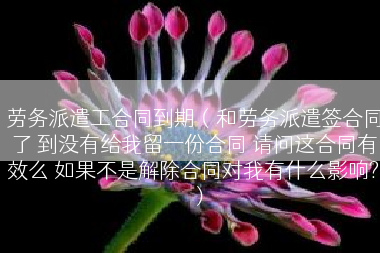 劳务派遣工合同到期（和劳务派遣签合同了 到没有给我留一份合同 请问这合同有效么 如果不是解除合同对我有什么影响?）