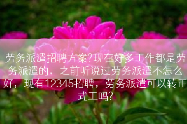 劳务派遣招聘方案?现在好多工作都是劳务派遣的，之前听说过劳务派遣不怎么好，现有12345招聘，劳务派遣可以转正式工吗?