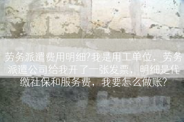 劳务派遣费用明细?我是用工单位，劳务派遣公司给我开了一张发票，明细是代缴社保和服务费，我要怎么做账?