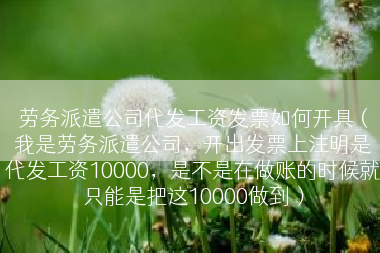 劳务派遣公司代发工资发票如何开具（我是劳务派遣公司，开出发票上注明是代发工资10000，是不是在做账的时候就只能是把这10000做到）