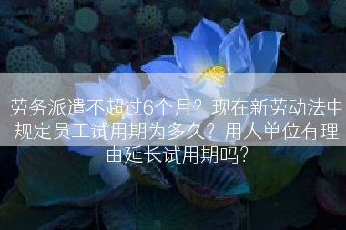 劳务派遣不超过6个月？现在新劳动法中规定员工试用期为多久？用人单位有理由延长试用期吗？