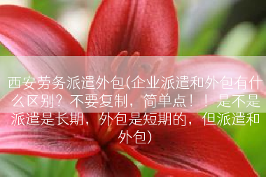 西安劳务派遣外包(企业派遣和外包有什么区别？不要复制，简单点！！是不是派遣是长期，外包是短期的，但派遣和外包)