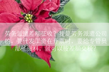 劳务派遣差额征收？我是劳务派遣公司的，要代发工资在开票时，要给专管员那些资料，就可以按差额交税？