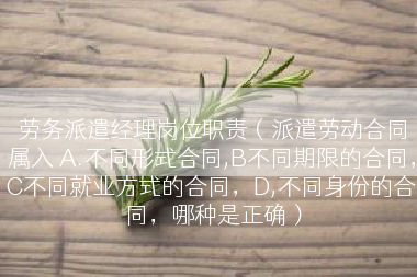 劳务派遣经理岗位职责（派遣劳动合同属入 A.不同形式合同,B不同期限的合同，C不同就业方式的合同，D,不同身份的合同，哪种是正确）