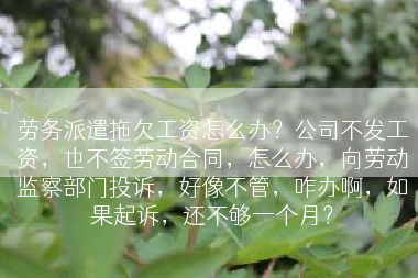 劳务派遣拖欠工资怎么办？公司不发工资，也不签劳动合同，怎么办，向劳动监察部门投诉，好像不管，咋办啊，如果起诉，还不够一个月？