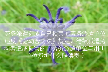 劳务派遣造成自己损害（劳务派遣单位违反《劳动合同法》规定，给被派遣劳动者造成损害的，劳务派遣单位与用工单位承担什么赔偿责）