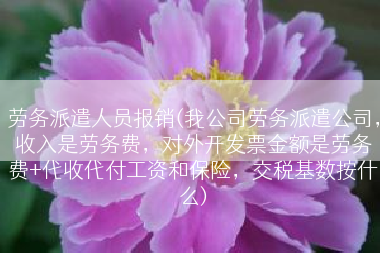 劳务派遣人员报销(我公司劳务派遣公司，收入是劳务费，对外开发票金额是劳务费+代收代付工资和保险，交税基数按什么)