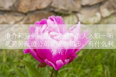 中介和劳务派遣的区别？有人入职一听是劳务派遣公司就望而却步，有什么利弊呢？