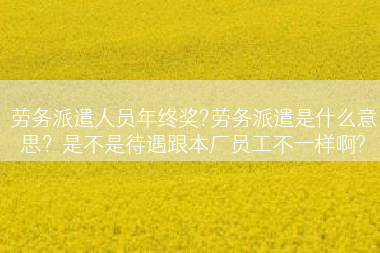 劳务派遣人员年终奖?劳务派遣是什么意思？是不是待遇跟本厂员工不一样啊?