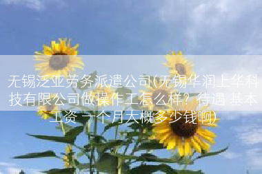 无锡泛亚劳务派遣公司(无锡华润上华科技有限公司做操作工怎么样？待遇 基本工资 一个月大概多少钱啊)