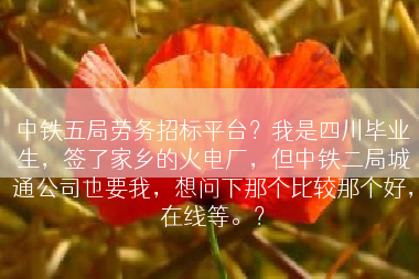 中铁五局劳务招标平台？我是四川毕业生，签了家乡的火电厂，但中铁二局城通公司也要我，想问下那个比较那个好，在线等。？