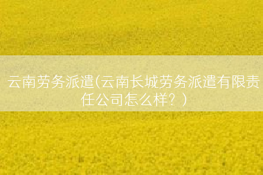 云南劳务派遣(云南长城劳务派遣有限责任公司怎么样？)