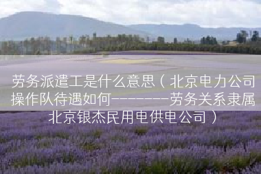 劳务派遣工是什么意思（北京电力公司操作队待遇如何-------劳务关系隶属北京银杰民用电供电公司）