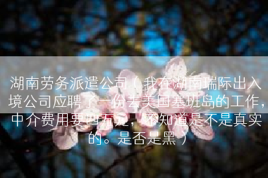 湖南劳务派遣公司（我在湖南瑞际出入境公司应聘了一份去美国塞班岛的工作，中介费用要四万元，不知道是不是真实的。是否是黑）
