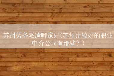 苏州劳务派遣哪家好(苏州比较好的职业中介公司有那些？)