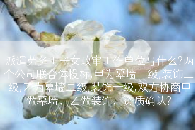 派遣劳务工子女政审工作单位写什么?两个公司联合体投标,甲为幕墙一级,装饰二级,乙为幕墙二级,装饰一级,双方协商甲做幕墙，乙做装饰，资质确认?