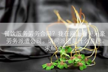 餐饮服务劳务合同？我在网上看见元豪劳务派遣公司。请问派遣是什么意思。求解答？