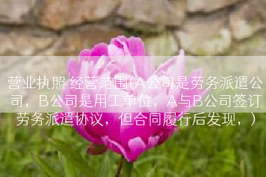 营业执照 经营范围(A公司是劳务派遣公司，B公司是用工单位，A与B公司签订劳务派遣协议，但合同履行后发现，)