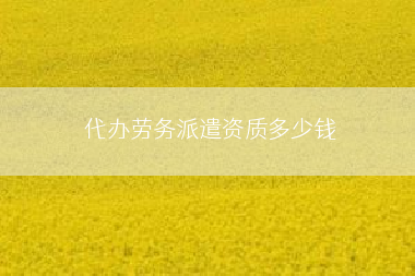 代办劳务派遣资质多少钱