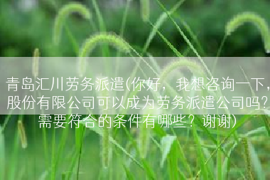 青岛汇川劳务派遣(你好，我想咨询一下，股份有限公司可以成为劳务派遣公司吗？需要符合的条件有哪些？谢谢)