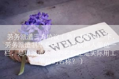 劳务派遣三方协议（急！我想问一下，劳务派遣制毕业生三方协议用人单位一栏，是填派遣公司的名称还是实际用工单位的名称？）