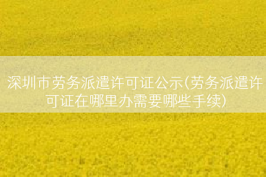 深圳市劳务派遣许可证公示(劳务派遣许可证在哪里办需要哪些手续)