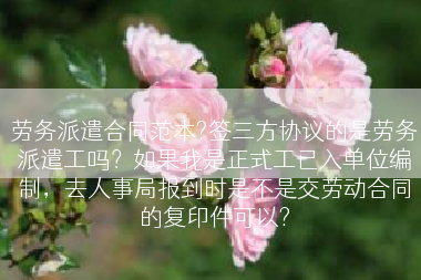 劳务派遣合同范本?签三方协议的是劳务派遣工吗？如果我是正式工已入单位编制，去人事局报到时是不是交劳动合同的复印件可以?