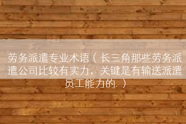劳务派遣专业术语（长三角那些劳务派遣公司比较有实力，关键是有输送派遣员工能力的.）
