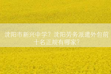 沈阳市新兴中学？沈阳劳务派遣外包前十名正规有哪家？