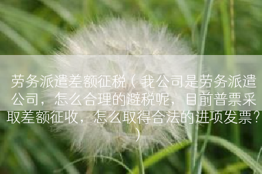 劳务派遣差额征税（我公司是劳务派遣公司，怎么合理的避税呢，目前普票采取差额征收，怎么取得合法的进项发票？）