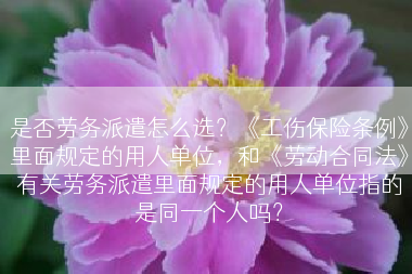 是否劳务派遣怎么选？《工伤保险条例》里面规定的用人单位，和《劳动合同法》有关劳务派遣里面规定的用人单位指的是同一个人吗？