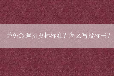 劳务派遣招投标标准？怎么写投标书？